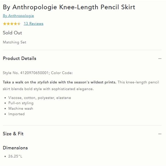 By Anthropologie Knee-Length Pencil Skirt in Black Leopard Pattern S NWT $128 - Picture 6 of 7